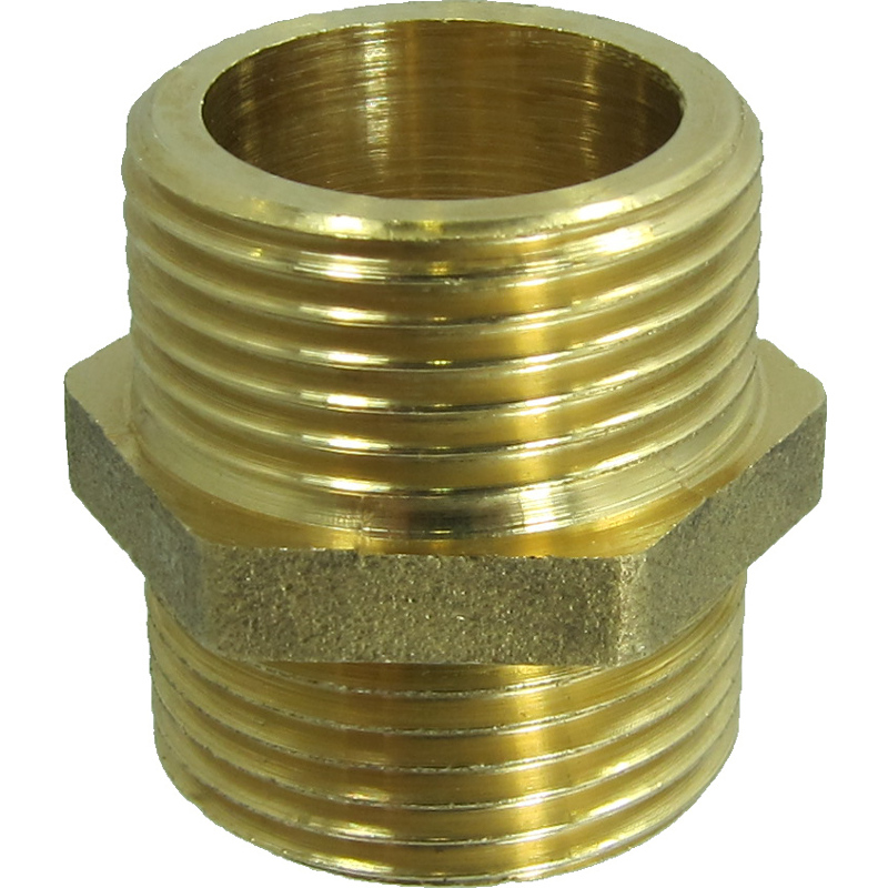 HEAVY DUTY BRASS HEXAGON NIPPLE M-M WITH FLAT SEAL