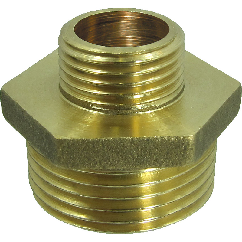 HEAVY DUTY BRASS REDUCING HEXAGON NIPPLE M-M WITH FLAT SEAL - FIG.245