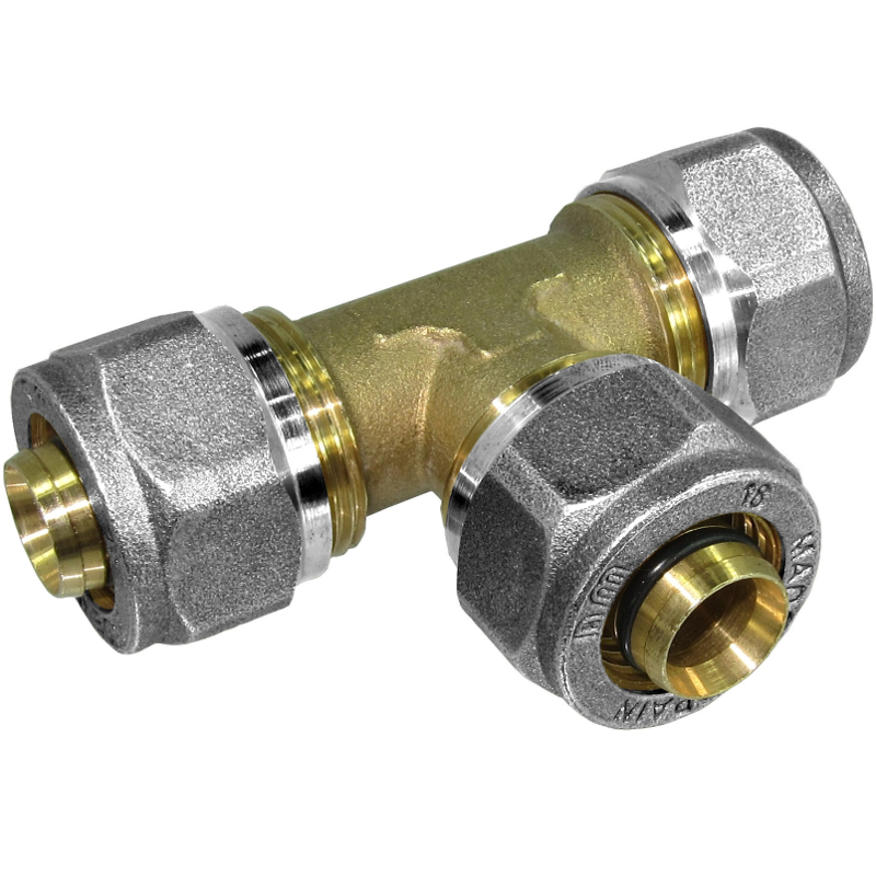Nickel Plated Brass Compression Fitting Equal Ended Tee 
