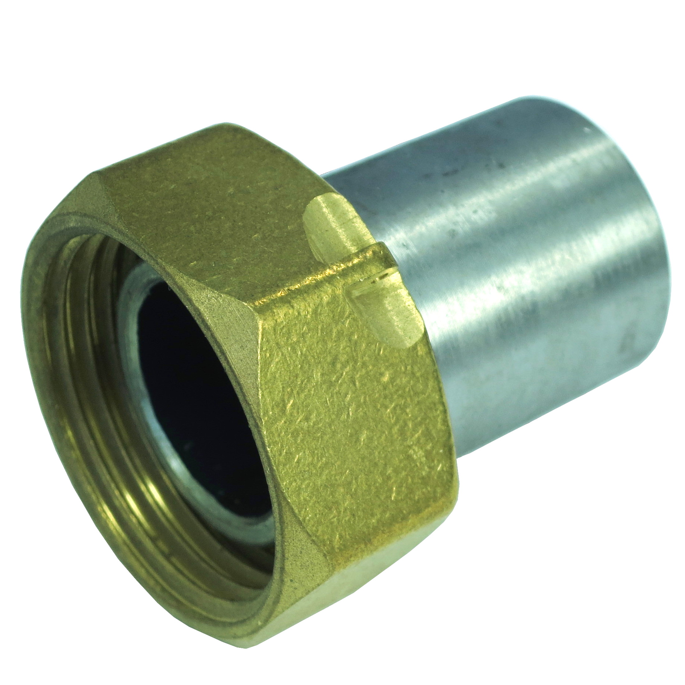 BRASS CONNECTOR FOR PLUG GAS VALVE WITH IRON TAIL AND NUT WITH LOCKING HOLE