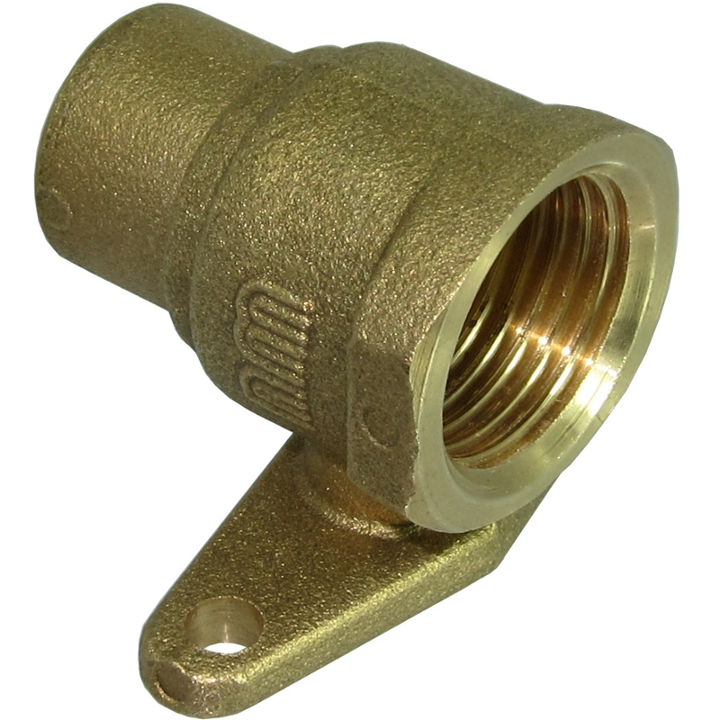 BRASS WALL PLATE STRAIGHT CONNECTOR FEMALE-CU