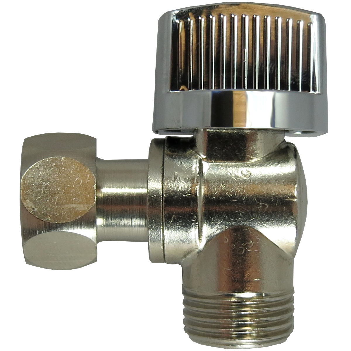 NICKLED ANGLE STOPCOCK WITH SWIVEL NUT